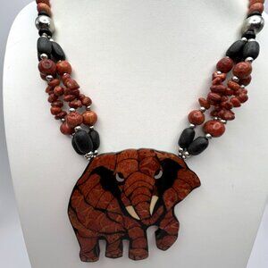 Lee Sands Elephant Necklace Earring Set Southwestern Statement READ